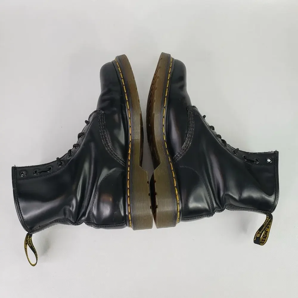 Dr. Martens Dc Black Patent Leather Combat Utility Boots Women’s 9 Lace Up Eye